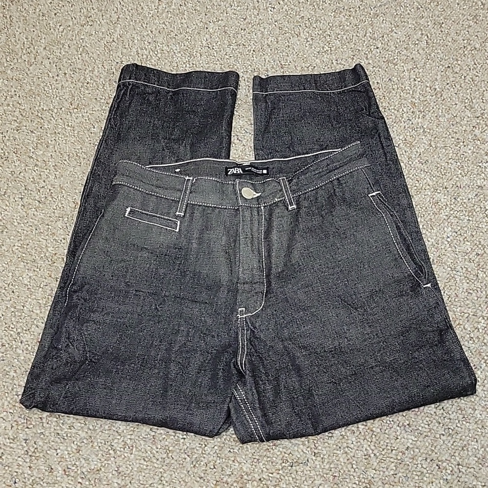 Zara black unwashed cotton jeans women's sz 29. 100% cotton
